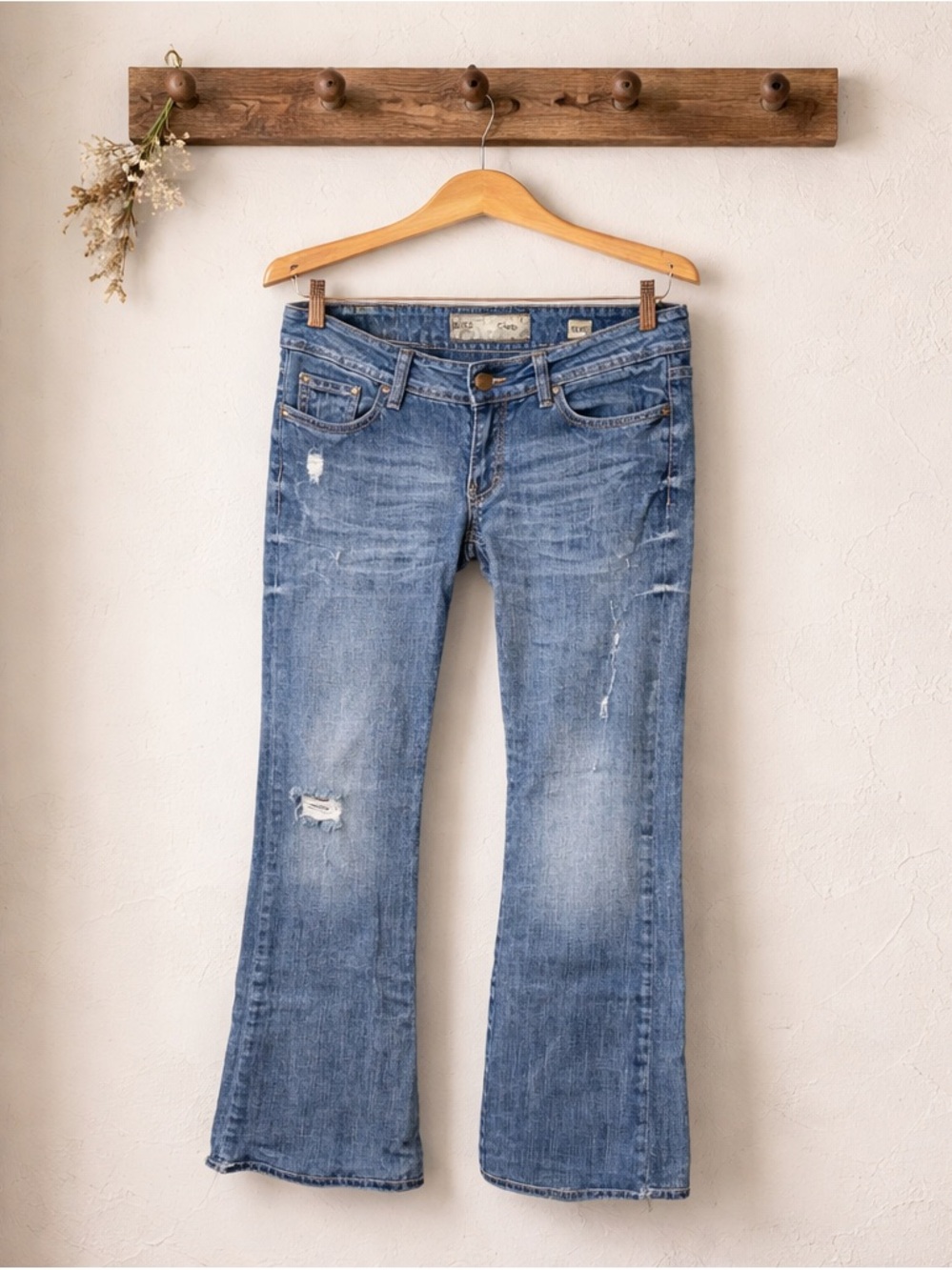 Stellah Blue Distressed Flare Jeans - Picture 2 of 7